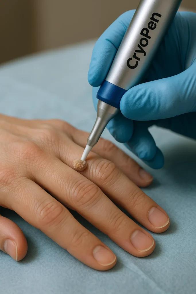 example of cryopen wart removal Lyndhurst treatment on a persons finger