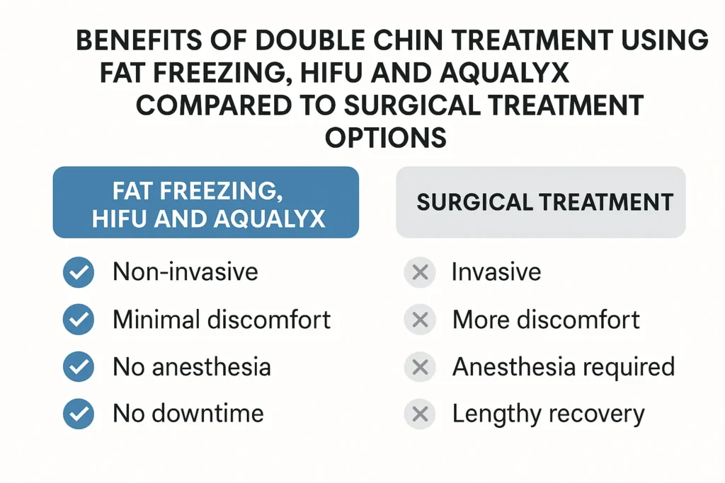 Graphic about the benefits of double chin treatment Lyndhurst - from LA LIPO