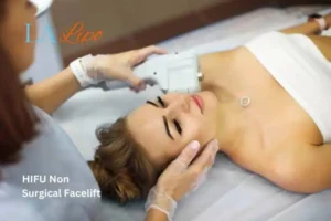 Woman having Hi-Fu to reduce wrinkles Lyndhurst.
